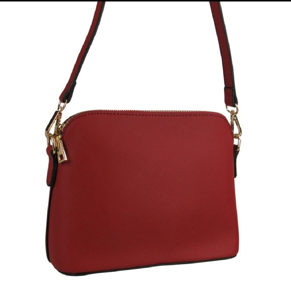 Structured Crossbody Purse,  Removable Strap - RED - Picture 4 of 7
